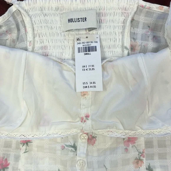 Hollister Floral Button Front Babydoll Tank Top Small NWT Cottagecore - Picture 3 of 3